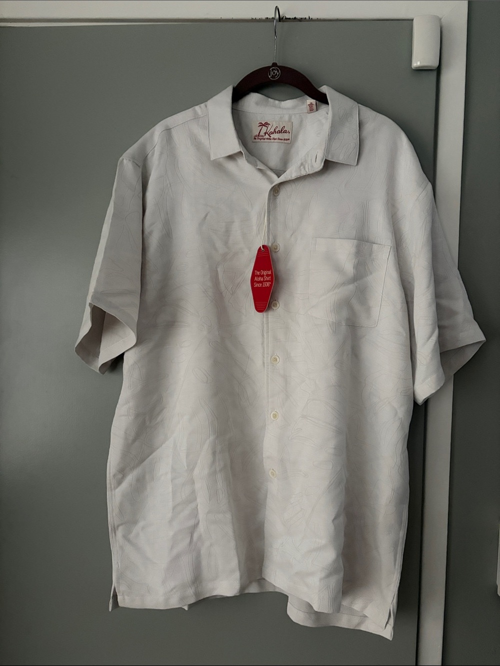 Kahala Electric Fern SS Shirt - White, size L.